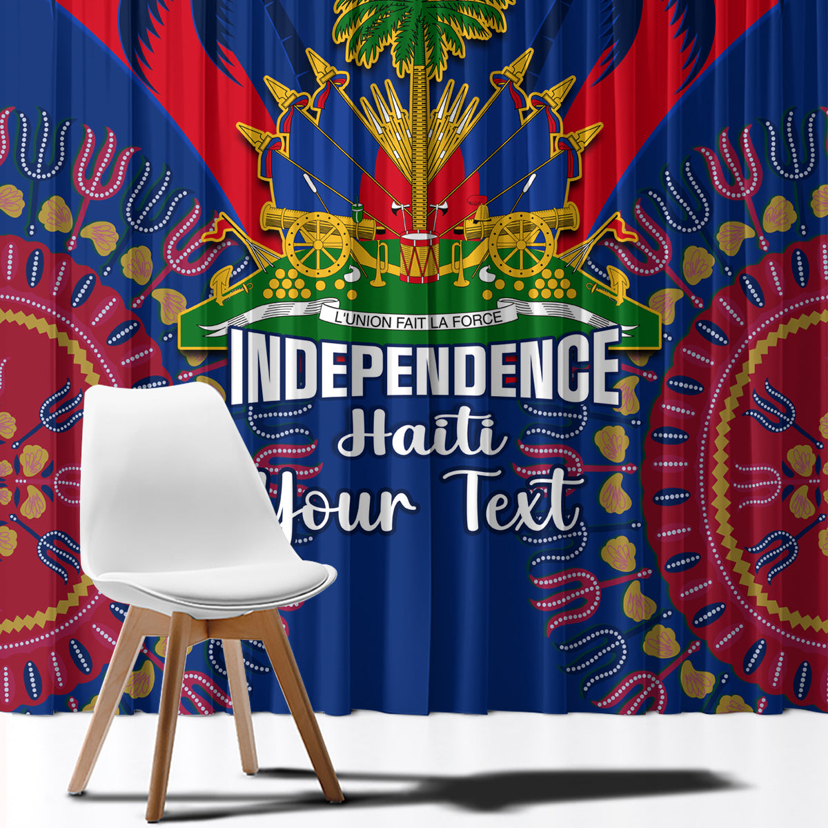 Personalised Haiti Independence Day Window Curtain Ayiti 220th Anniversary With Dashiki Pattern - Wonder Print Shop