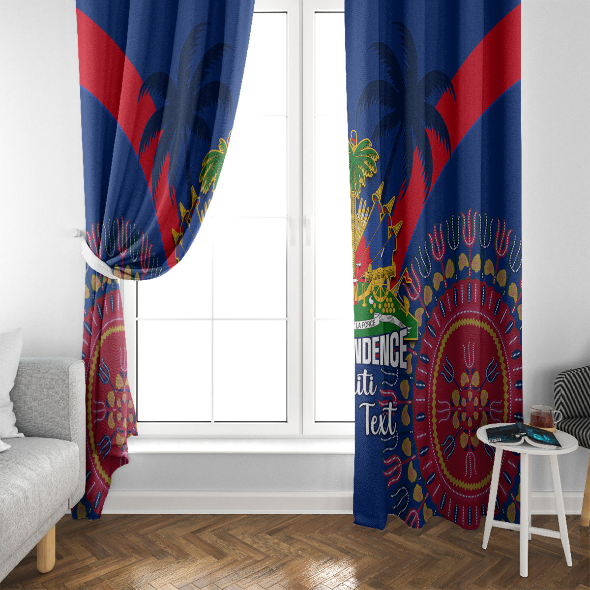 Personalised Haiti Independence Day Window Curtain Ayiti 220th Anniversary With Dashiki Pattern - Wonder Print Shop