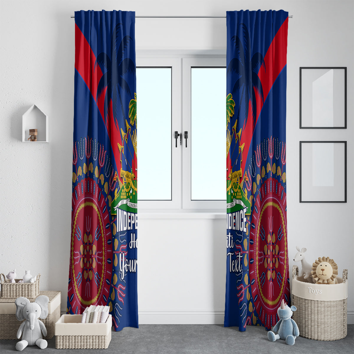 Personalised Haiti Independence Day Window Curtain Ayiti 220th Anniversary With Dashiki Pattern - Wonder Print Shop