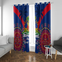 Personalised Haiti Independence Day Window Curtain Ayiti 220th Anniversary With Dashiki Pattern - Wonder Print Shop
