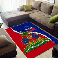 Personalised Haiti Independence Day Area Rug Ayiti National Emblem With Polynesian Pattern - Wonder Print Shop