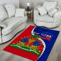Personalised Haiti Independence Day Area Rug Ayiti National Emblem With Polynesian Pattern - Wonder Print Shop
