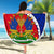 Personalised Haiti Independence Day Beach Blanket Ayiti National Emblem With Polynesian Pattern - Wonder Print Shop