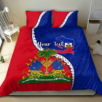 Personalised Haiti Independence Day Bedding Set Ayiti National Emblem With Polynesian Pattern - Wonder Print Shop