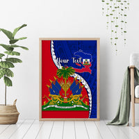 Personalised Haiti Independence Day Canvas Wall Art Ayiti National Emblem With Polynesian Pattern - Wonder Print Shop