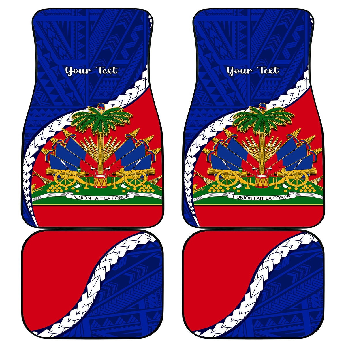 personalised-haiti-independence-day-car-mats-ayiti-national-emblem-with-polynesian-pattern