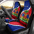 Personalised Haiti Independence Day Car Seat Cover Ayiti National Emblem With Polynesian Pattern - Wonder Print Shop