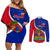 personalised-haiti-independence-day-couples-matching-off-shoulder-short-dress-and-long-sleeve-button-shirt-ayiti-national-emblem-with-polynesian-pattern