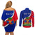 personalised-haiti-independence-day-couples-matching-off-shoulder-short-dress-and-long-sleeve-button-shirt-ayiti-national-emblem-with-polynesian-pattern