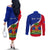 personalised-haiti-independence-day-couples-matching-off-the-shoulder-long-sleeve-dress-and-long-sleeve-button-shirt-ayiti-national-emblem-with-polynesian-pattern