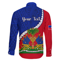 Personalised Haiti Independence Day Family Matching Long Sleeve Bodycon Dress and Hawaiian Shirt Ayiti National Emblem With Polynesian Pattern - Wonder Print Shop