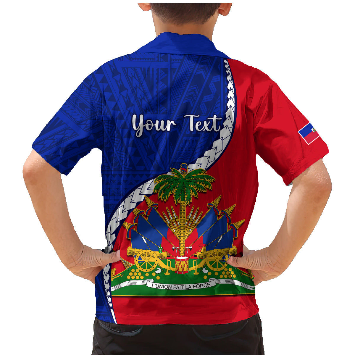 Personalised Haiti Independence Day Family Matching Mermaid Dress and Hawaiian Shirt Ayiti National Emblem With Polynesian Pattern - Wonder Print Shop