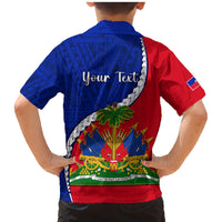 Personalised Haiti Independence Day Family Matching Mermaid Dress and Hawaiian Shirt Ayiti National Emblem With Polynesian Pattern - Wonder Print Shop