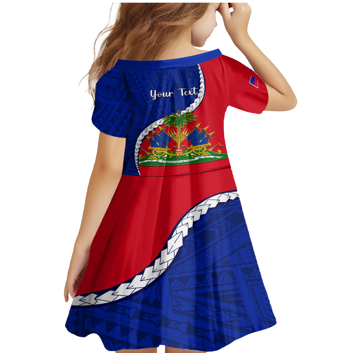 Personalised Haiti Independence Day Family Matching Mermaid Dress and Hawaiian Shirt Ayiti National Emblem With Polynesian Pattern - Wonder Print Shop