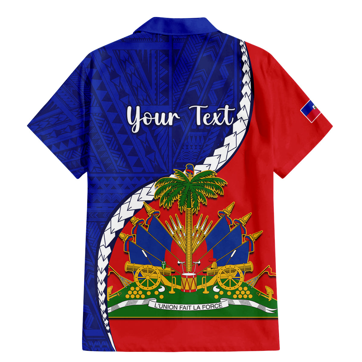 Personalised Haiti Independence Day Family Matching Mermaid Dress and Hawaiian Shirt Ayiti National Emblem With Polynesian Pattern - Wonder Print Shop