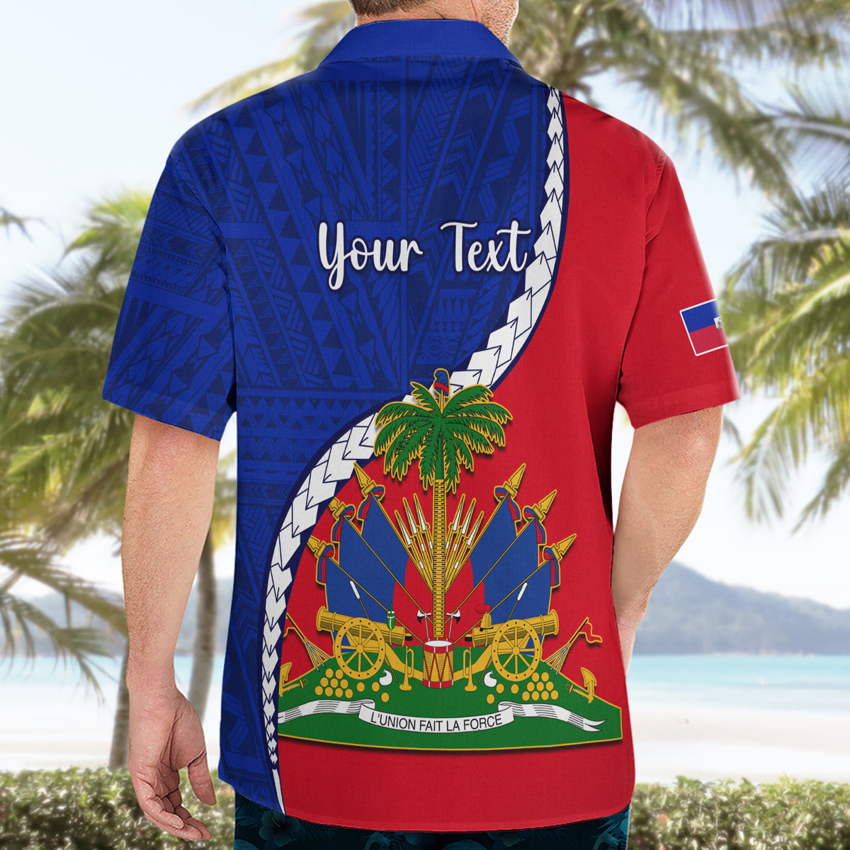 Personalised Haiti Independence Day Hawaiian Shirt Ayiti National Emblem With Polynesian Pattern - Wonder Print Shop