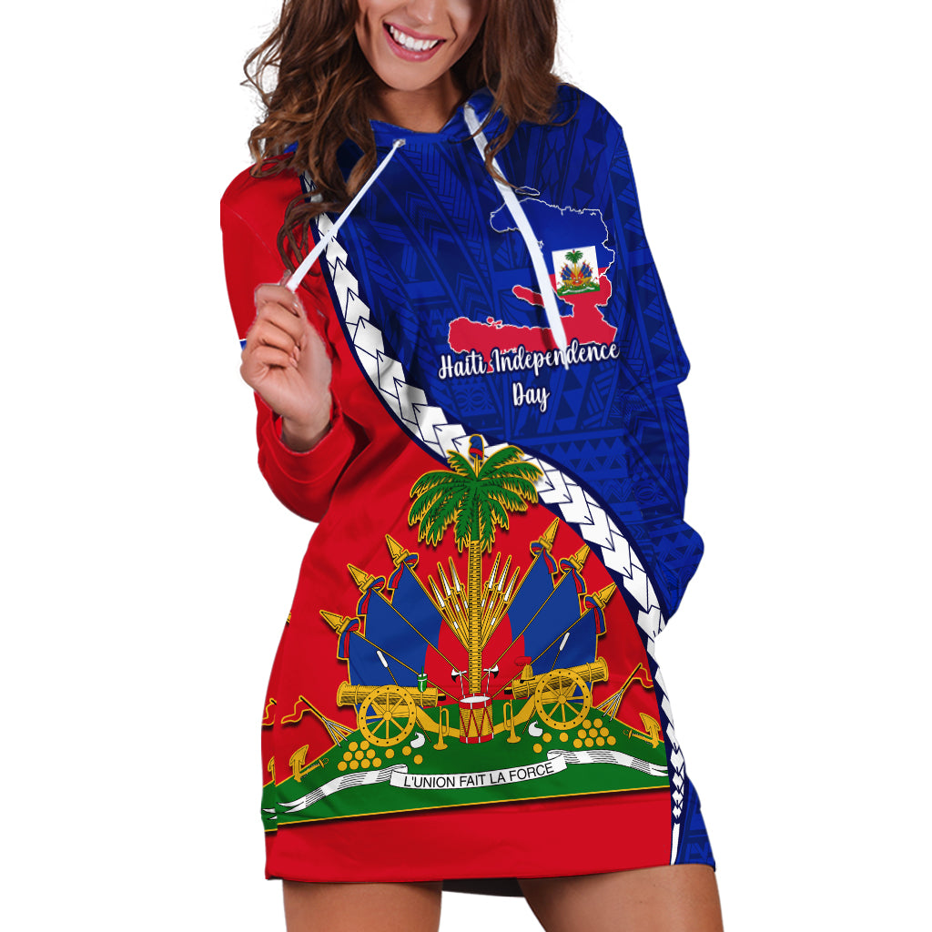 personalised-haiti-independence-day-hoodie-dress-ayiti-national-emblem-with-polynesian-pattern