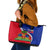 Personalised Haiti Independence Day Leather Tote Bag Ayiti National Emblem With Polynesian Pattern - Wonder Print Shop