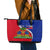 Personalised Haiti Independence Day Leather Tote Bag Ayiti National Emblem With Polynesian Pattern - Wonder Print Shop