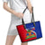 Personalised Haiti Independence Day Leather Tote Bag Ayiti National Emblem With Polynesian Pattern - Wonder Print Shop