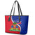 Personalised Haiti Independence Day Leather Tote Bag Ayiti National Emblem With Polynesian Pattern - Wonder Print Shop