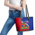 Personalised Haiti Independence Day Leather Tote Bag Ayiti National Emblem With Polynesian Pattern - Wonder Print Shop