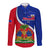 Personalised Haiti Independence Day Long Sleeve Button Shirt Ayiti National Emblem With Polynesian Pattern - Wonder Print Shop