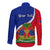 Personalised Haiti Independence Day Long Sleeve Button Shirt Ayiti National Emblem With Polynesian Pattern - Wonder Print Shop