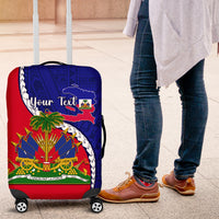 Personalised Haiti Independence Day Luggage Cover Ayiti National Emblem With Polynesian Pattern - Wonder Print Shop