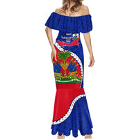 Personalised Haiti Independence Day Mermaid Dress Ayiti National Emblem With Polynesian Pattern - Wonder Print Shop