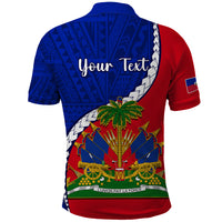Personalised Haiti Independence Day Polo Shirt Ayiti National Emblem With Polynesian Pattern - Wonder Print Shop