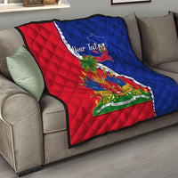 Personalised Haiti Independence Day Quilt Ayiti National Emblem With Polynesian Pattern - Wonder Print Shop