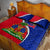 Personalised Haiti Independence Day Quilt Bed Set Ayiti National Emblem With Polynesian Pattern - Wonder Print Shop