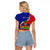 Personalised Haiti Independence Day Raglan Cropped T Shirt Ayiti National Emblem With Polynesian Pattern - Wonder Print Shop