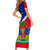 Personalised Haiti Independence Day Short Sleeve Bodycon Dress Ayiti National Emblem With Polynesian Pattern LT14
