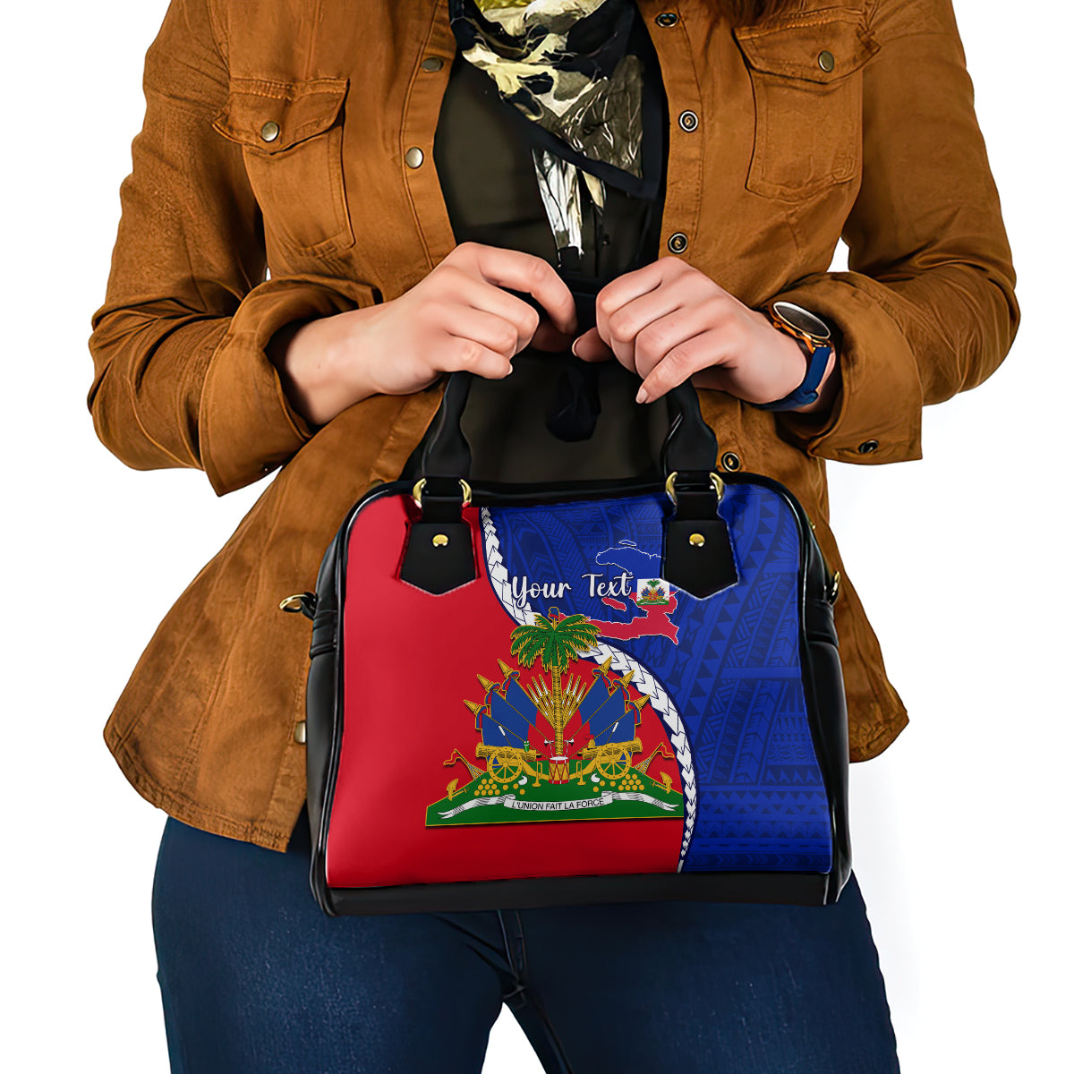personalised-haiti-independence-day-shoulder-handbag-ayiti-national-emblem-with-polynesian-pattern