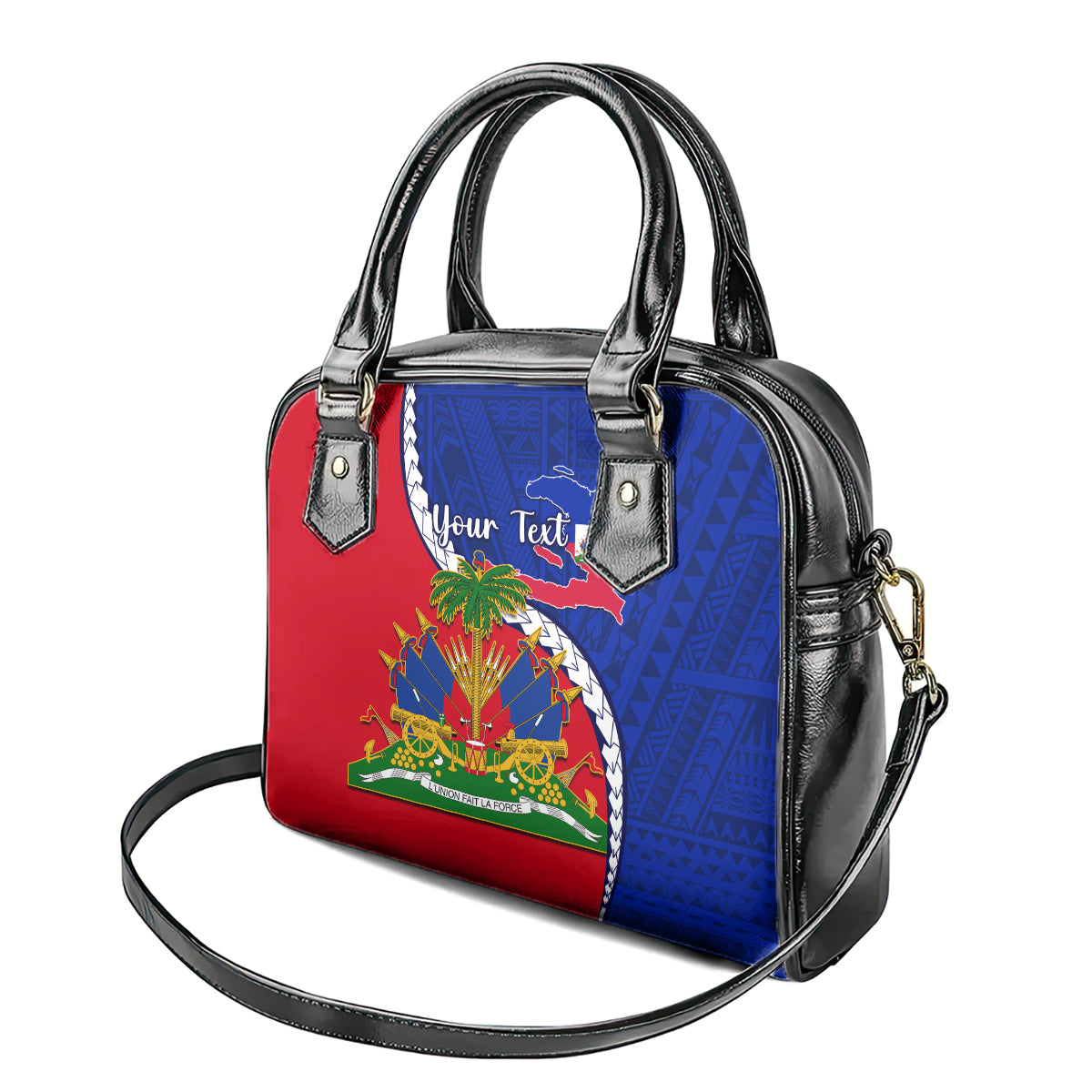personalised-haiti-independence-day-shoulder-handbag-ayiti-national-emblem-with-polynesian-pattern