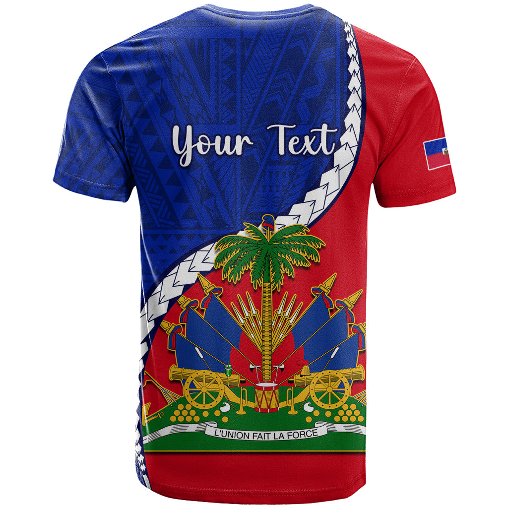 Personalised Haiti Independence Day T Shirt Ayiti National Emblem With Polynesian Pattern - Wonder Print Shop