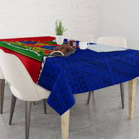 Personalised Haiti Independence Day Tablecloth Ayiti National Emblem With Polynesian Pattern - Wonder Print Shop