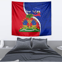 Personalised Haiti Independence Day Tapestry Ayiti National Emblem With Polynesian Pattern - Wonder Print Shop