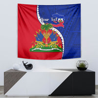 Personalised Haiti Independence Day Tapestry Ayiti National Emblem With Polynesian Pattern - Wonder Print Shop