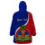 Personalised Haiti Independence Day Wearable Blanket Hoodie Ayiti National Emblem With Polynesian Pattern - Wonder Print Shop