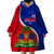 Personalised Haiti Independence Day Wearable Blanket Hoodie Ayiti National Emblem With Polynesian Pattern - Wonder Print Shop