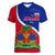 Personalised Haiti Independence Day Women V Neck T Shirt Ayiti National Emblem With Polynesian Pattern - Wonder Print Shop