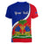 Personalised Haiti Independence Day Women V Neck T Shirt Ayiti National Emblem With Polynesian Pattern - Wonder Print Shop