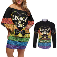 Free To Be Sydney Mardi Gras Couples Matching Off Shoulder Short Dress and Long Sleeve Button Shirt Legacy Of Love