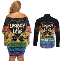 Free To Be Sydney Mardi Gras Couples Matching Off Shoulder Short Dress and Long Sleeve Button Shirt Legacy Of Love