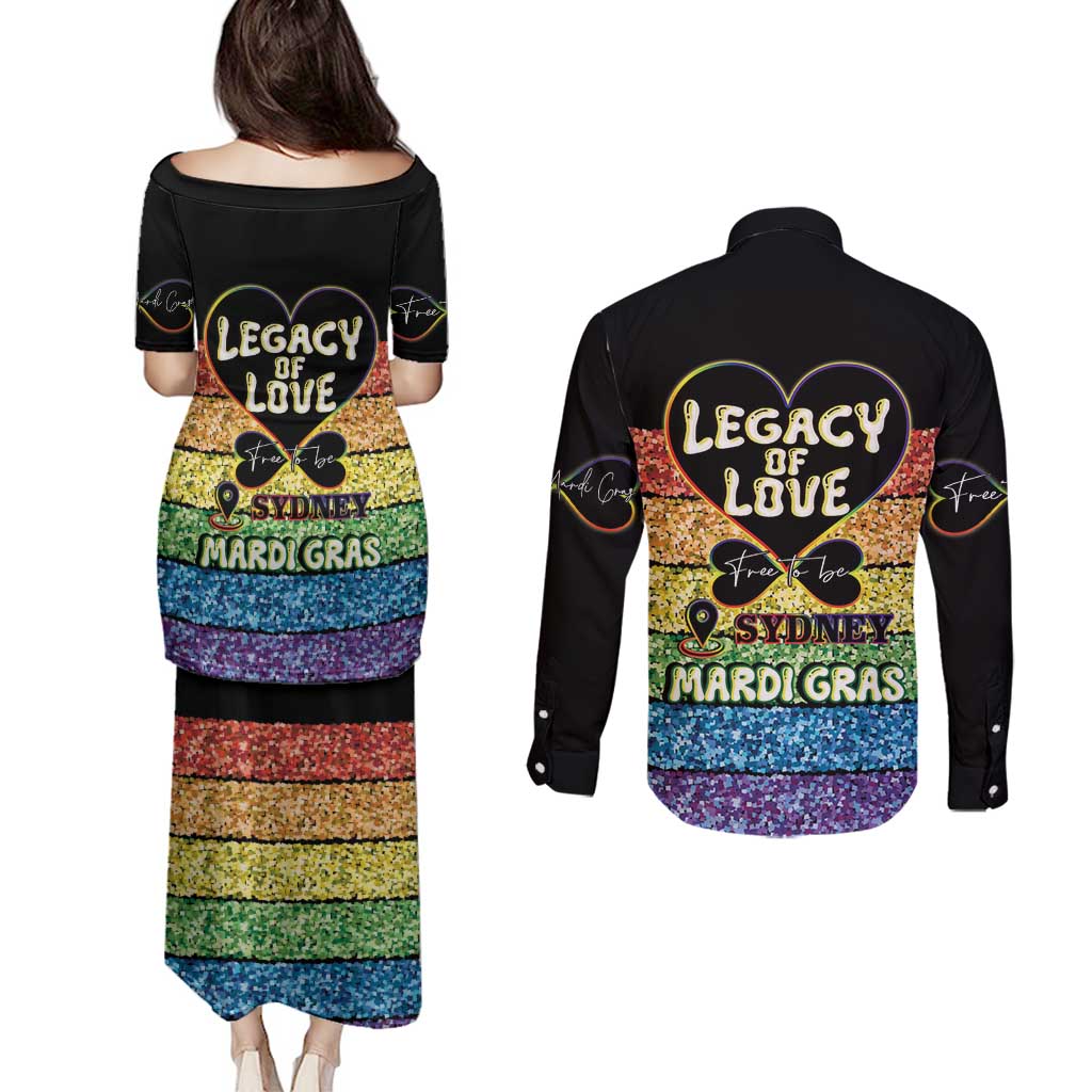 Free To Be Sydney Mardi Gras Couples Matching Puletasi and Long Sleeve Button Shirt Legacy Of Love