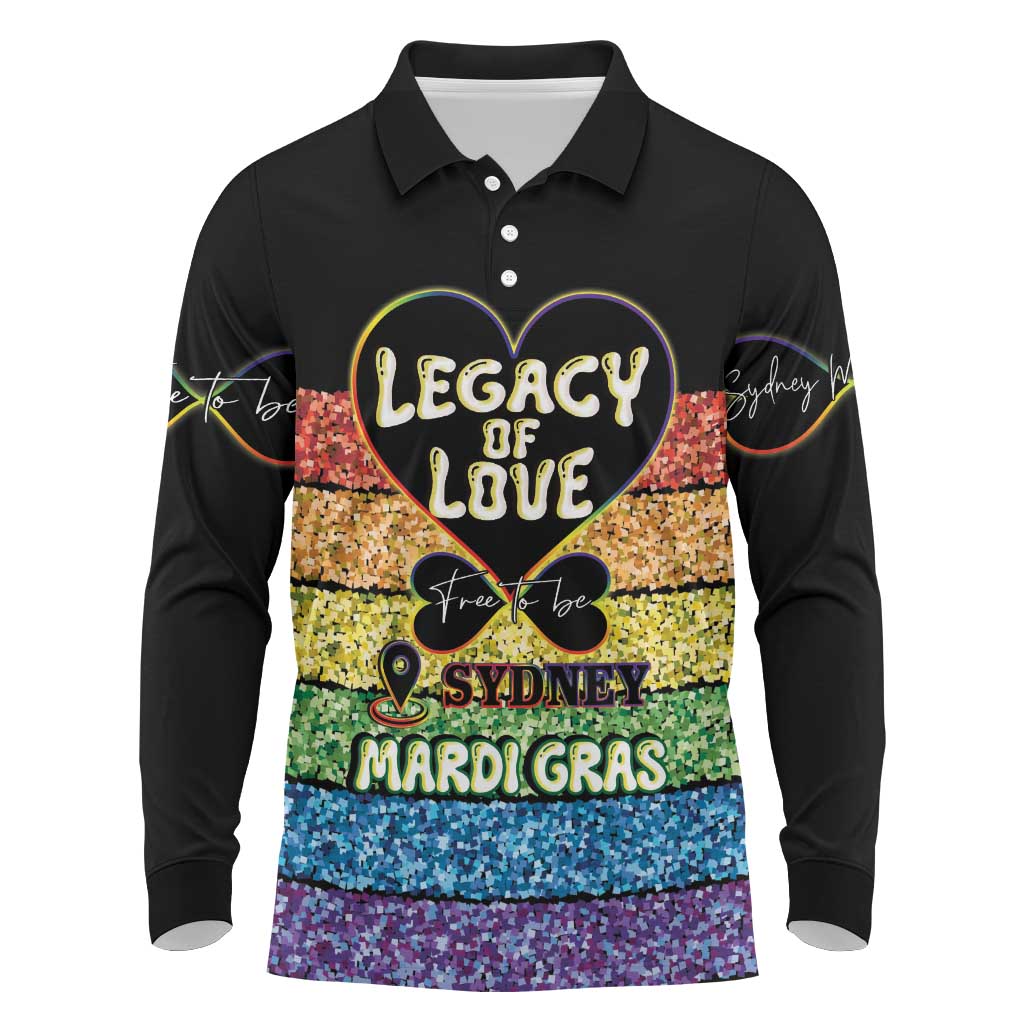 Free To Be Sydney Mardi Gras Long Sleeve Polo Shirt Legacy Of Love - Wonder Print Shop