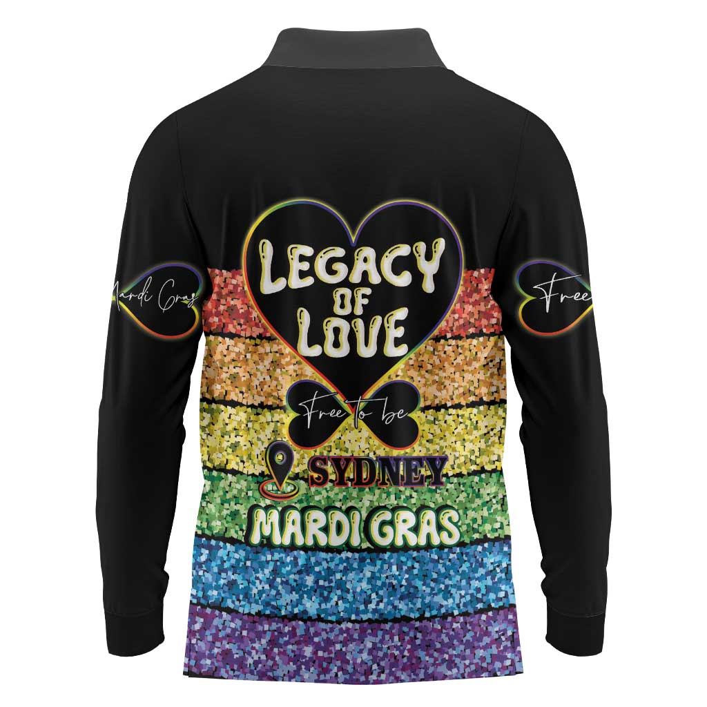 Free To Be Sydney Mardi Gras Long Sleeve Polo Shirt Legacy Of Love - Wonder Print Shop